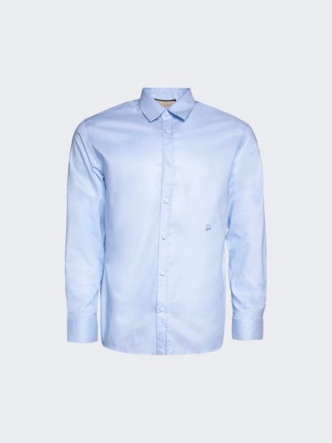 Cotton Logo-Embroidered Shirt Baby Blue
