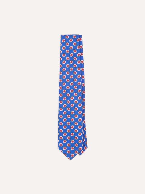 Drake's Blue Hexagon Tile Print Silk Self-Tipped Tie