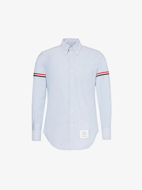 Brand-patch long-sleeved cotton shirt