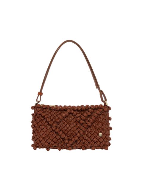 ALÉMAIS Leather Macrame Clutch Rust