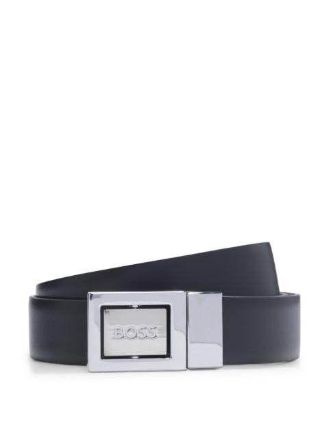 BOSS REVERSIBLE BELT IN PLAIN AND STRUCTURED LEATHER