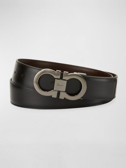 FERRAGAMO Men's Reversible Leather Double-Gancio Belt