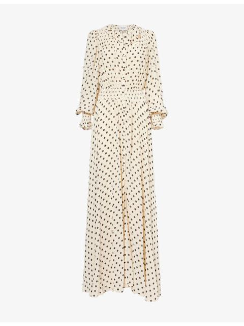 Reformation Reformation x Nara Smith Ruffle Polka-Dot Woven Midi Dress