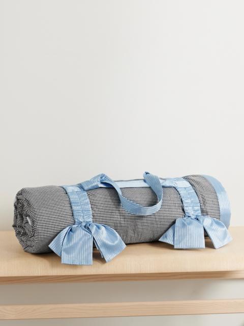 Gohar World Jacquard-trimmed Bow-embellished Gingham Cotton Picnic Blanket And Carrier