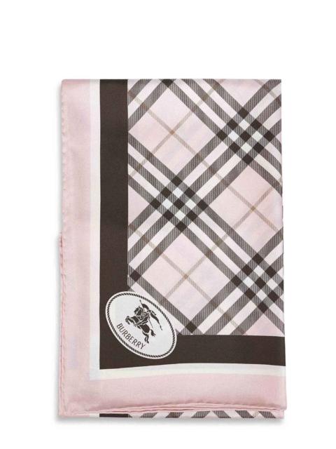 Burberry Pink Check silk twill scarf with Knight Stamp