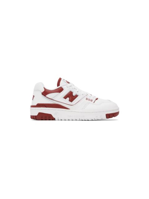 New Balance White & Red 550 Sneakers