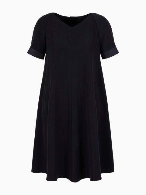 EMPORIO ARMANI Tech cady flared dress with satin insert