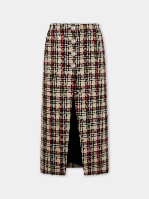 rabanne LONG SKIRT IN WOOL TARTAN