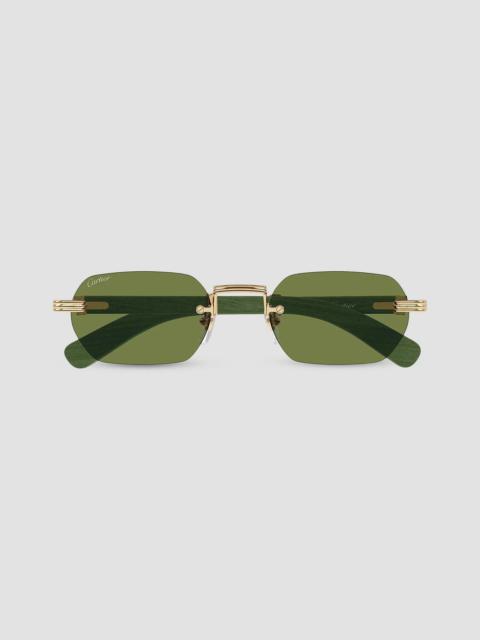 Cartier Men's Première De 54MM 24K-Gold-Plated Rimless Rectangular Sunglasses - Gold Green