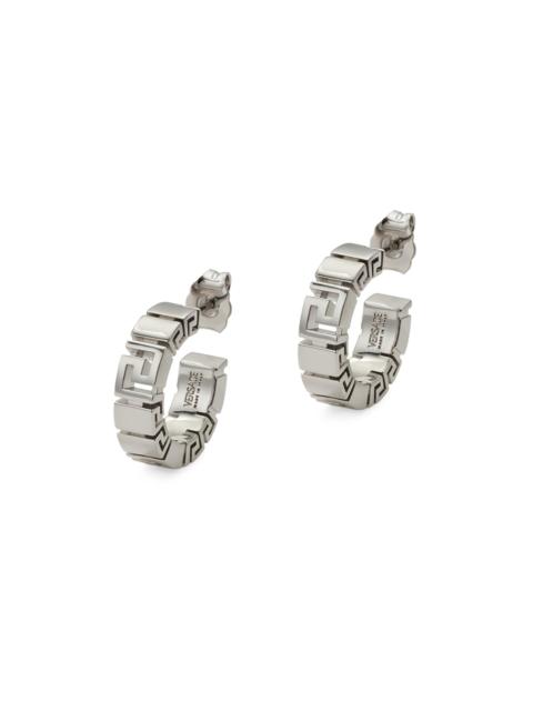 VERSACE Women's Greca Metal Hoop Earrings - Palladium