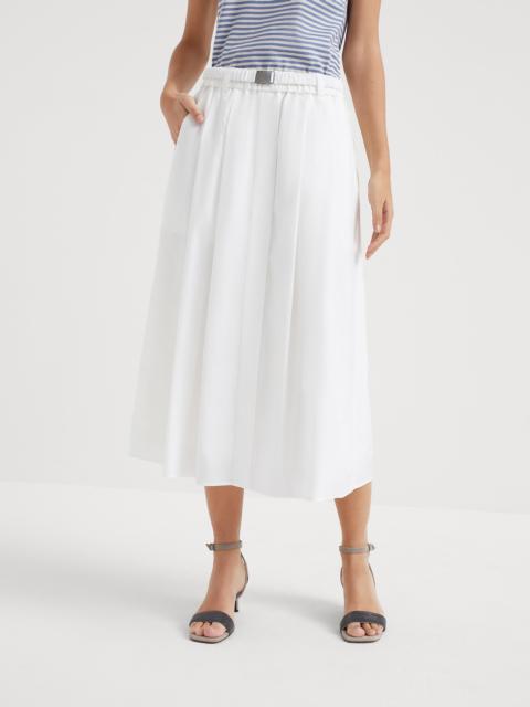 Brunello Cucinelli Techno cotton poplin skirt with shimmering buckle