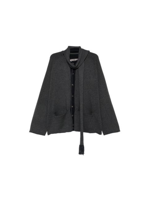 Ziggy Chen scarf-detail long-sleeve cardigan