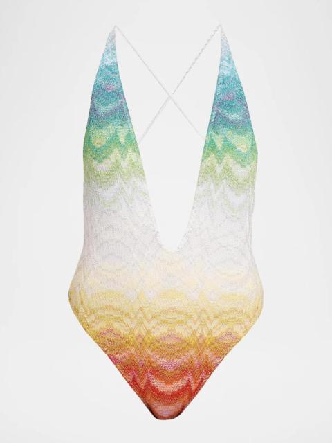 Missoni Chevron Plunge One-Piece Swimsuit