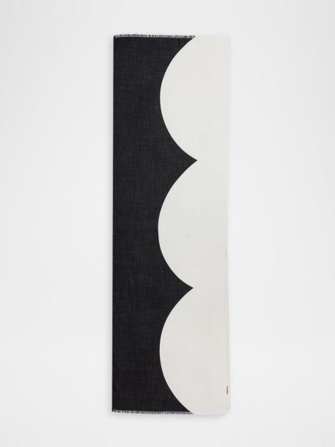 AKRIS Scalloped Cloud-Print Cashmere Scarf