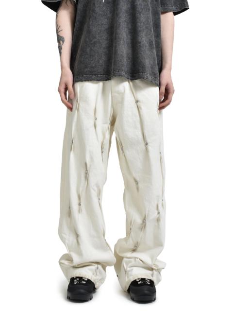KUSIKOHC MULTIRIVET BURNT PANTS / WHT