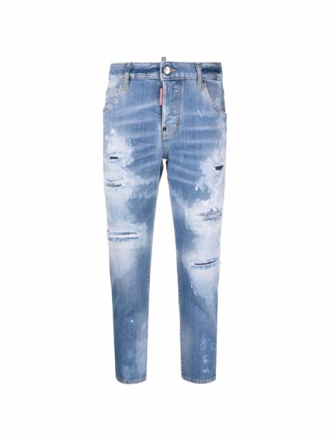 ripped-detail cropped jeans