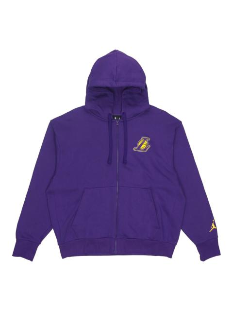 Jordan Men's Jordan NBA Los Angeles Lakers Long Sleeves Hooded Zipper Cardigan Fleece Jacket Purple DB1880-