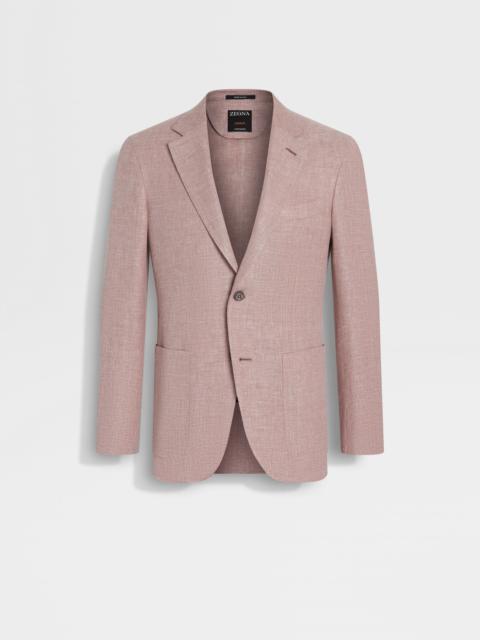 ZEGNA LIGHT BRICK RED CROSSOVER LINEN WOOL AND SILK BLEND JACKET