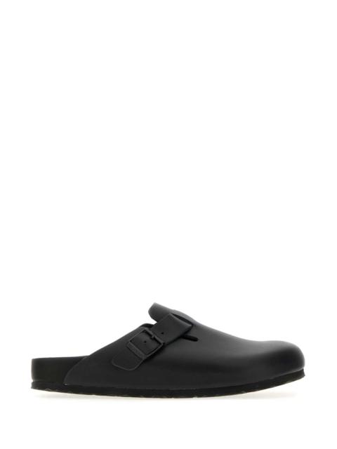 BIRKENSTOCK Black Leather Boston Slippers Exquisite