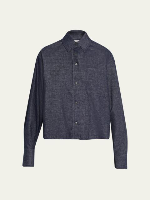Vince Cropped Long-Sleeve Shirt