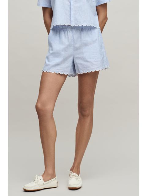 Barefoot Dreams Linen Blend Stripe Short with Scallop