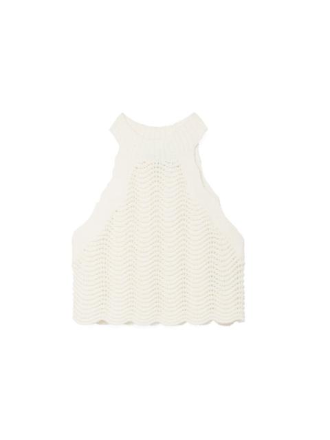 White Crochet Racer Top