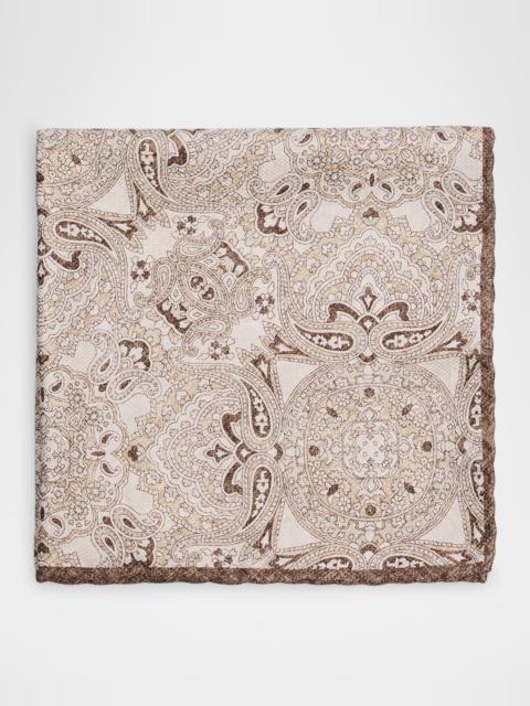 Brunello Cucinelli Men's Silk Paisley Pocket Square