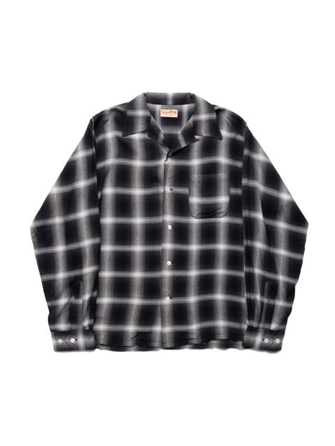 SUGAR CANE Rayon Ombre Check L/S Open Shirt - Black