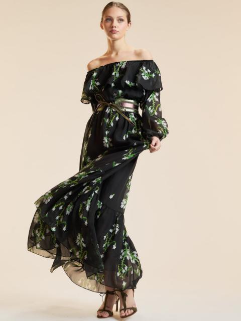 CYNTHIA ROWLEY Ivy League Off-Shoulder Silk Dress