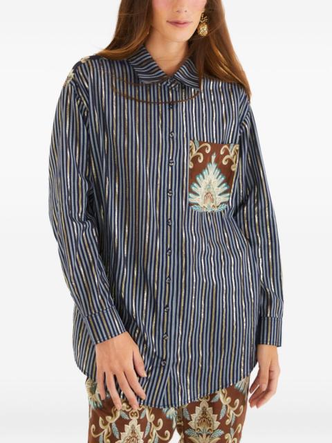 FARM RIO striped pocket shirt