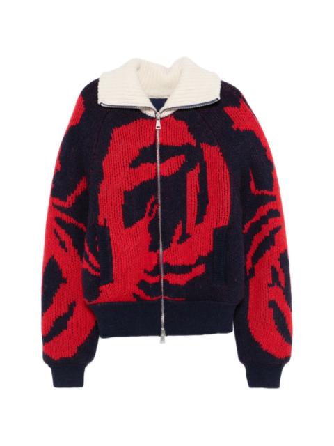 CHARLES JEFFREY LOVERBOY knitted zip puffer jacket