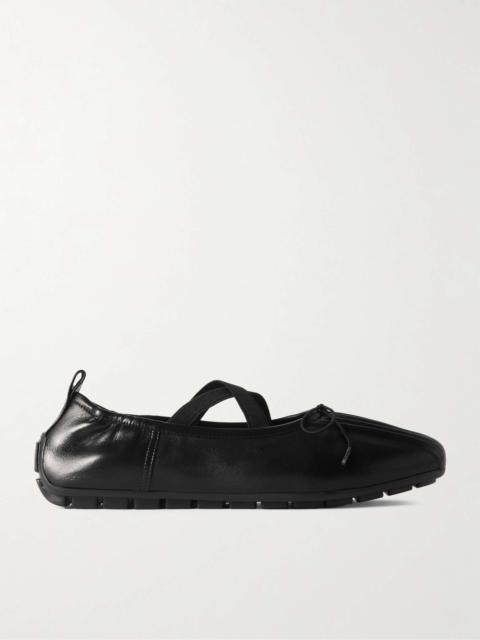 Simone Rocha Bow-Embellished Pleated Leather Ballet Flats