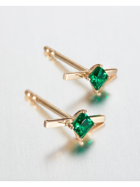 JENNY BIRD 14K Princess Cut Emerald Bar Stud Earrings