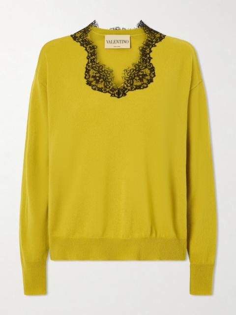 Valentino Lace-trimmed Cashmere Sweater