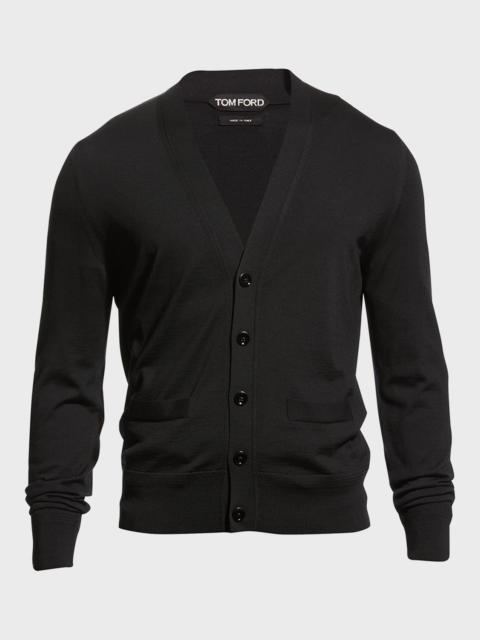 Men's Tonal Wool Cardigan Sweater