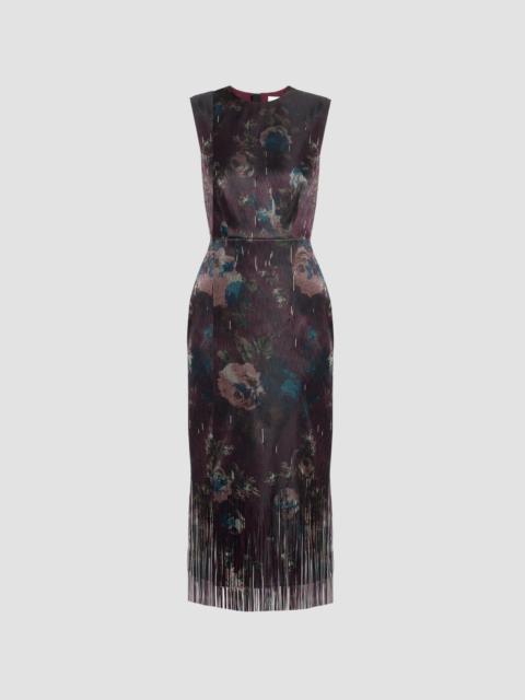 Erdem FLORAL FRINGE JACQUARD SLEEVELESS MIDI DRESS