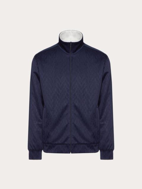 Valentino ZIP-UP SWEATSHIRT WITH OPTICAL VALENTINO JACQUARD