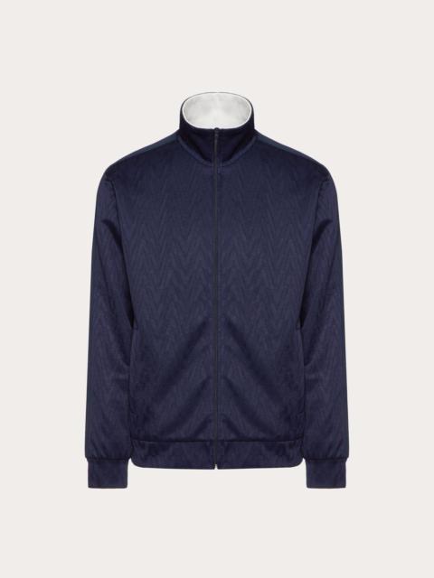 Valentino ZIP-UP SWEATSHIRT WITH OPTICAL VALENTINO JACQUARD