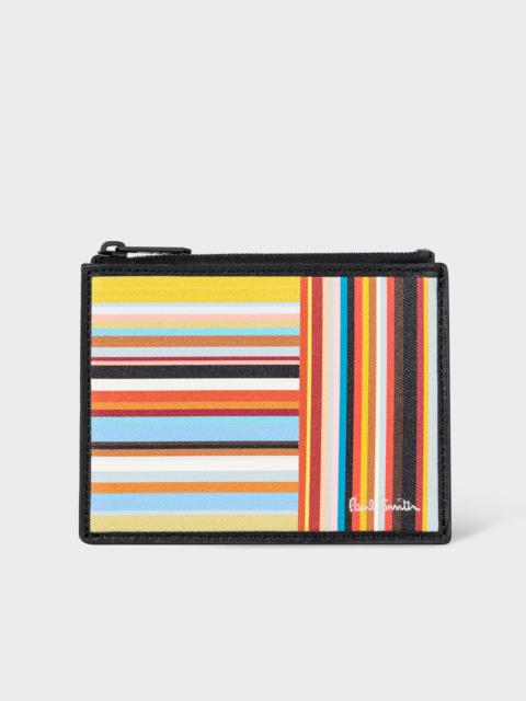 'Signature Stripe' Zip Card Holder