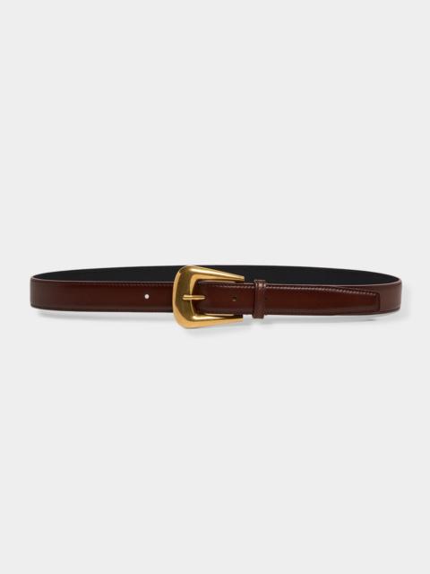 SAINT LAURENT Folk Buckle Belt in Calfskin Leather