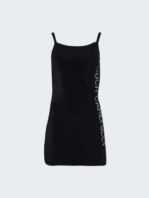 Off-White Quote Fuzzy Mini Dress Black And White