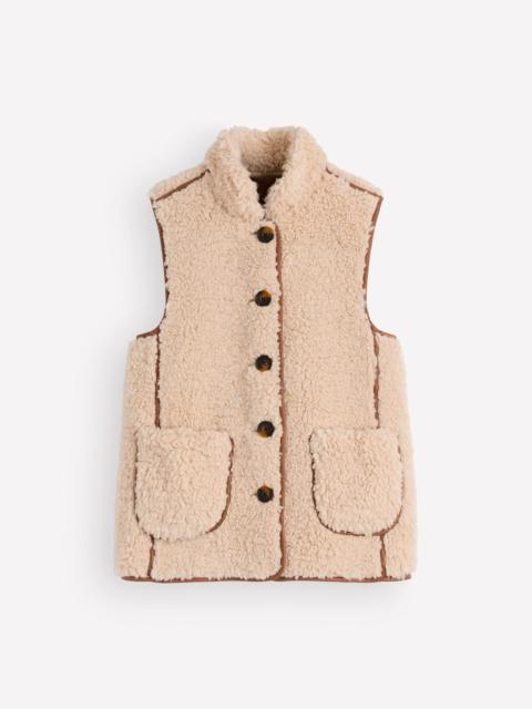 BODEN Funnel Neck Borg Gilet-Natural Borg