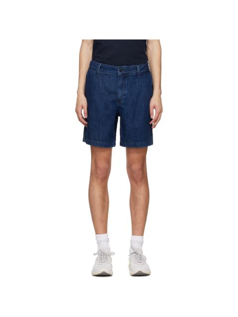 BOSS Blue Elasticized Waistband Denim Shorts