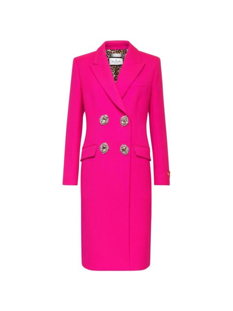 crystal-embellished wool coat