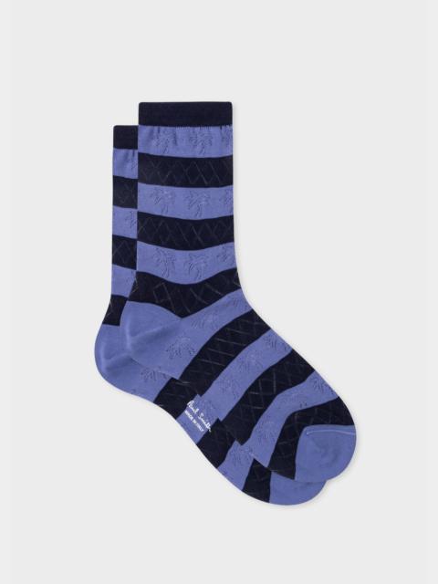 Paul Smith Women's Navy Stripe Crochet Pattern Socks