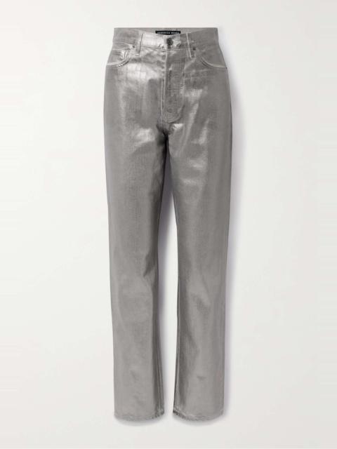 VERONICA BEARD Daniela high-rise straight-leg metallic coated jeans