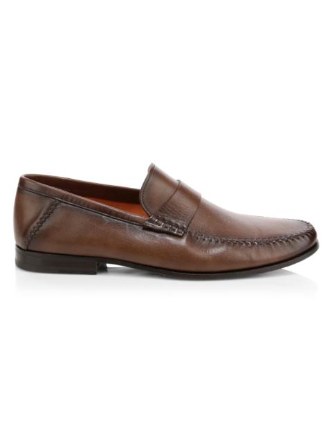 Santoni Men's Paine Leather Moccasin Loafers - Brown