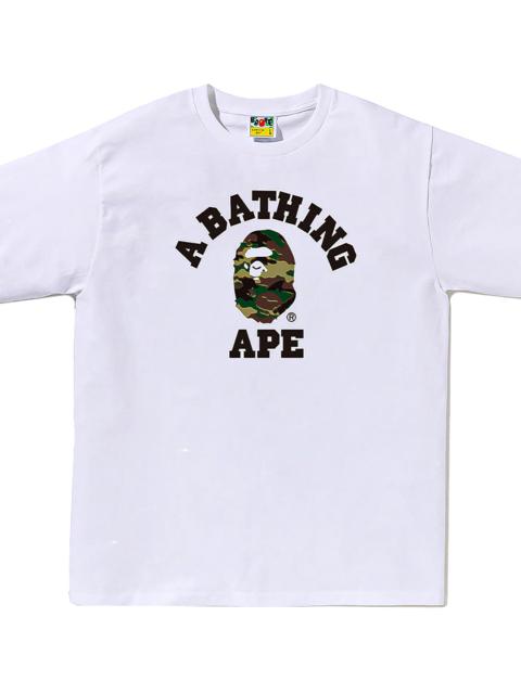 A BATHING APE® Glitch Woodland Camo College Tee "White / Green Camo" 0ZXTEM031101Q WHM