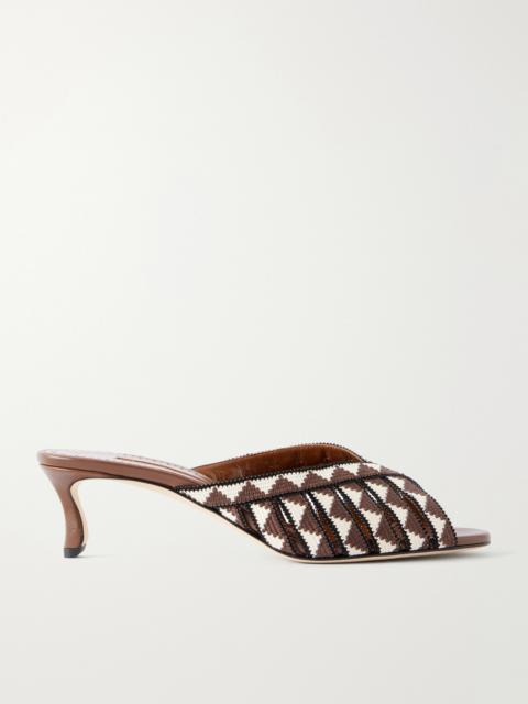Manolo Blahnik Trofesamu 50 Woven Leather Mules