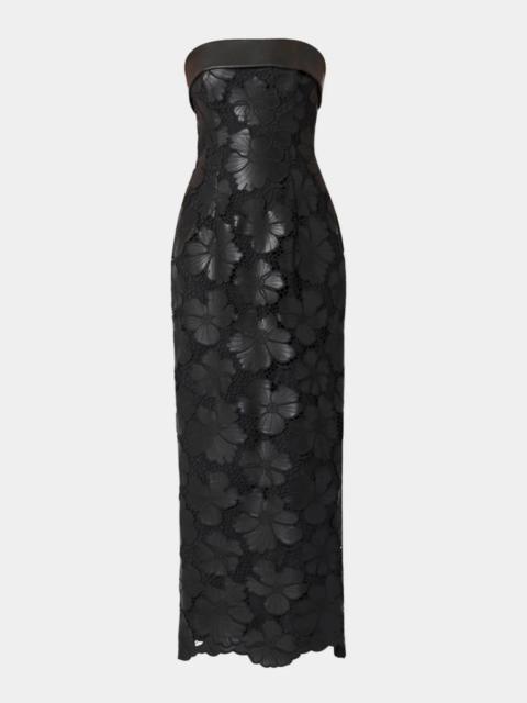 Shoshanna Midnight Serena Cutout Leather Maxi Dress